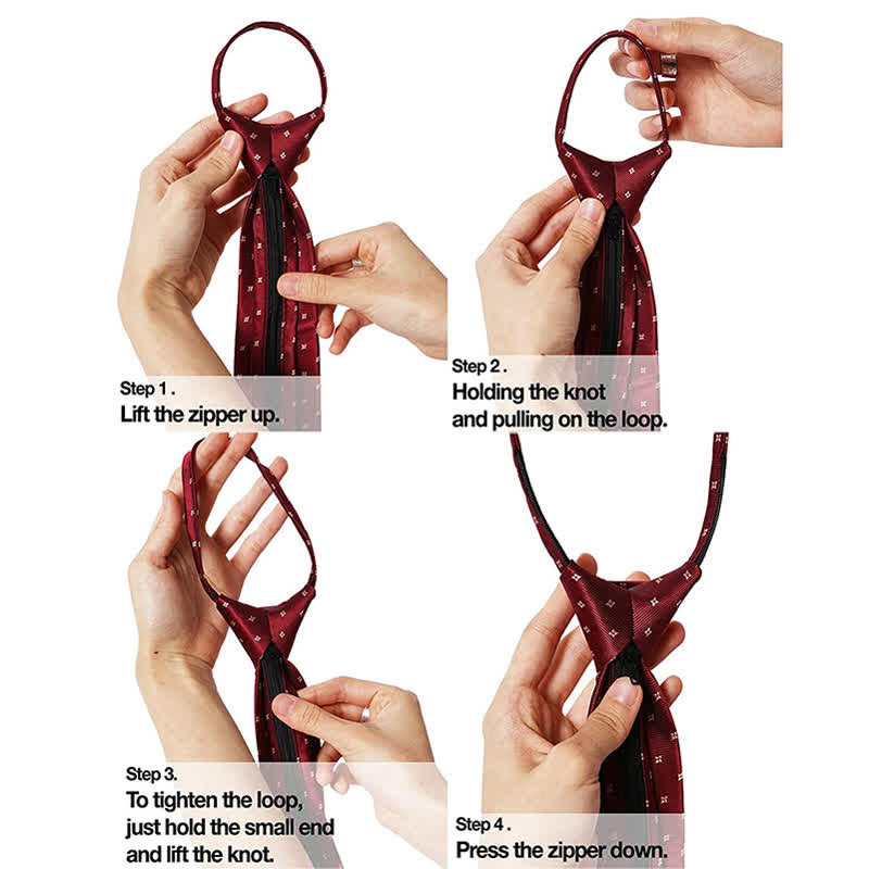 Cravate classique à fermeture éclair noire et grise pour homme - image 5