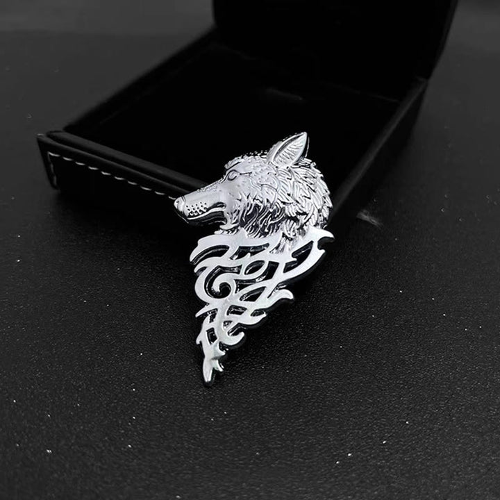 Broche glamour en forme de tête de loup creuse pour homme