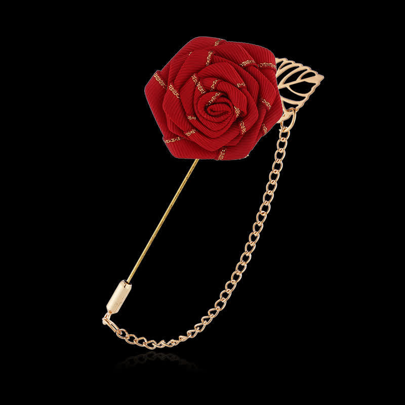 Broche chaîne camélia florale pour homme
