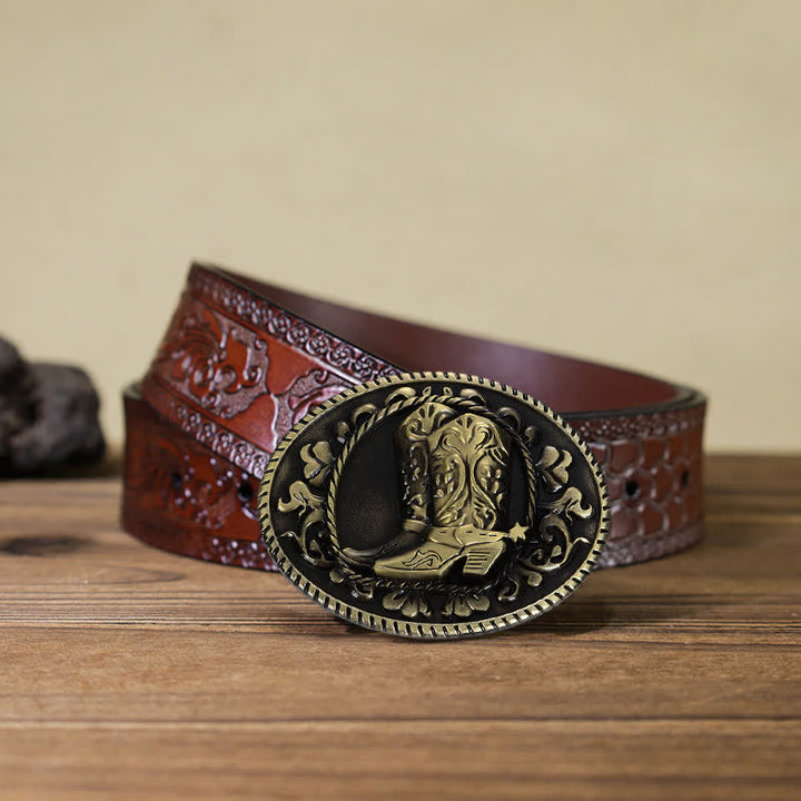 Ceinture en cuir à boucle pour bottes de cowboy DIY pour hommes