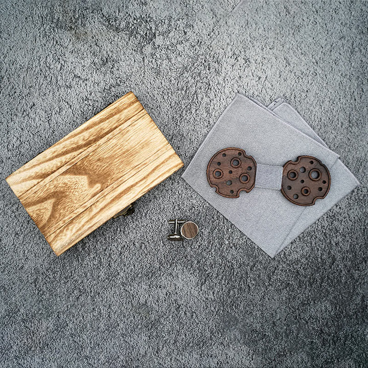 Lot de 3 nœuds papillon en bois pour homme avec cercle creux