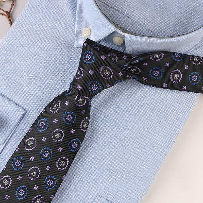 Cravate à motifs floraux géométriques vintage pour homme 