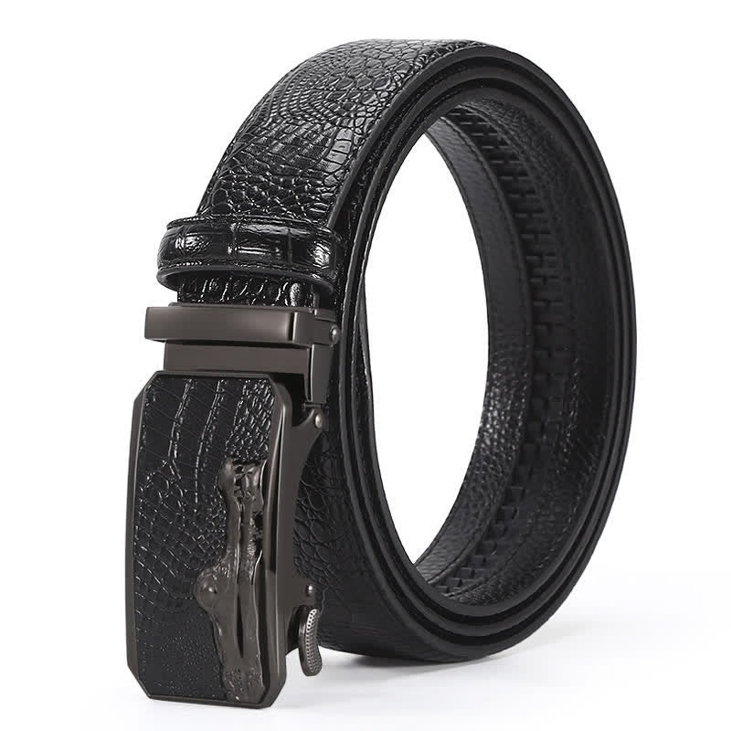 Ceinture en cuir à boucle automatique pour homme, motif crocodile