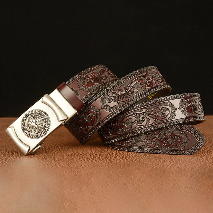 Ceinture en cuir tête de lion punk pour homme