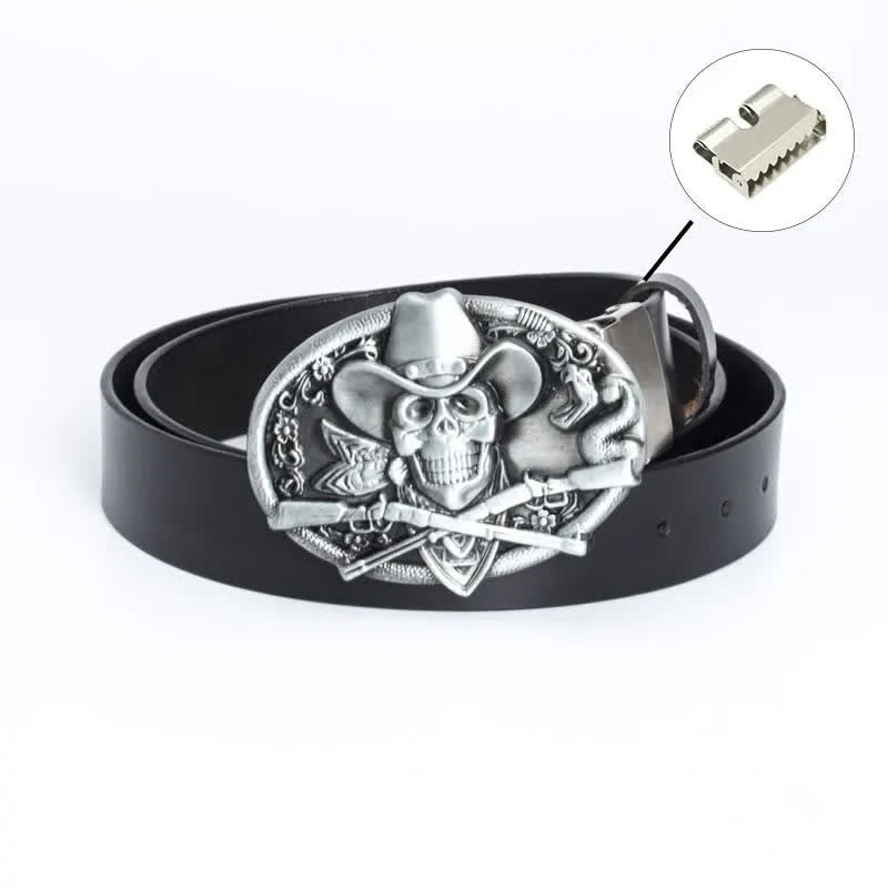 Ceinture en cuir pour homme avec tête de mort et armes croisées
