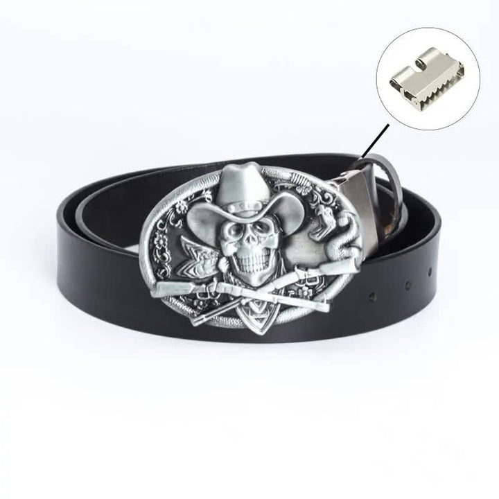 Ceinture en cuir pour homme avec tête de mort et armes croisées