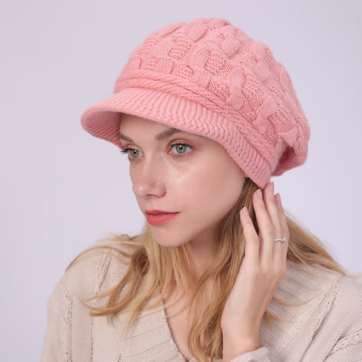 Bonnet à visière ample avec doublure moelleuse pour femme