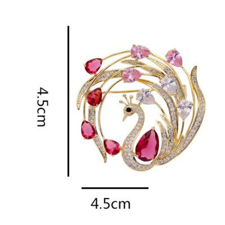 Broche phénix paon ornée pour femme