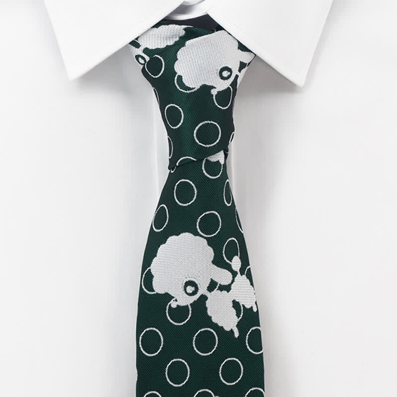 Cravate mouton verte et blanche pour homme