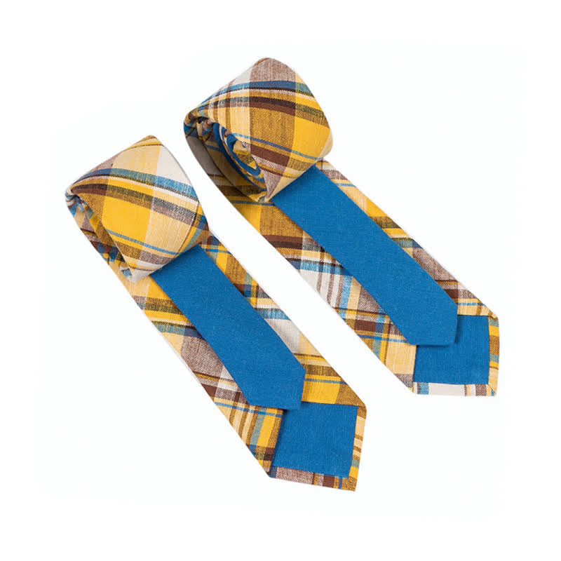 Cravate patchwork florale à carreaux pour homme - Plaid à la verge d'or - image 32