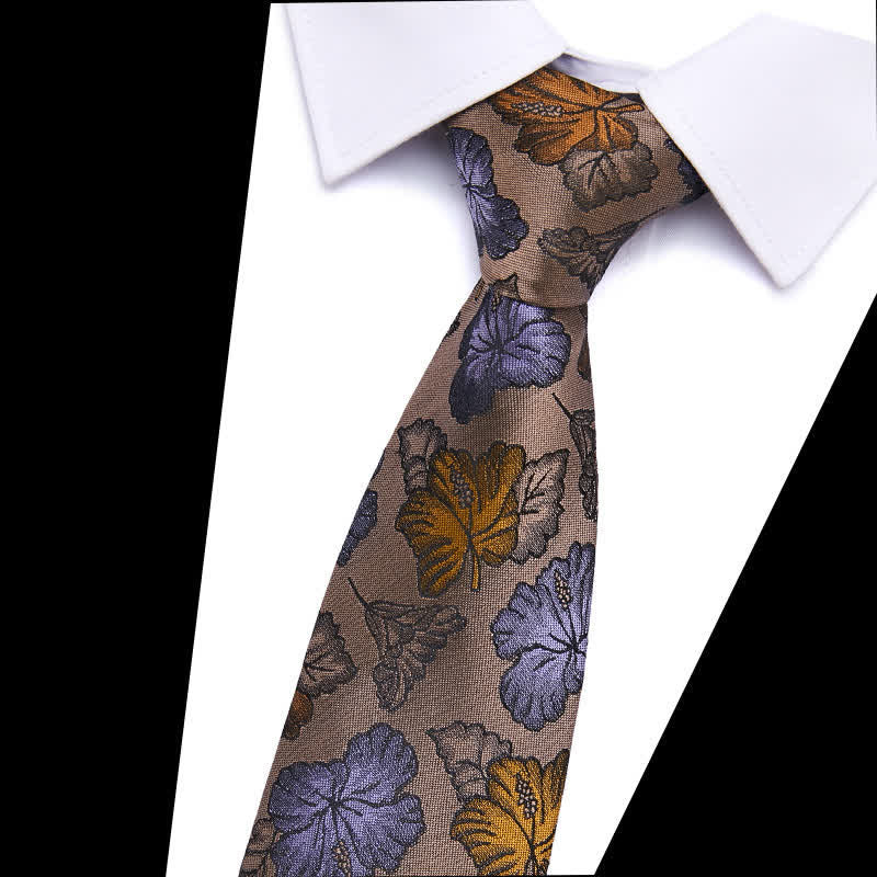 Cravate florale à feuilles botaniques pour homme 