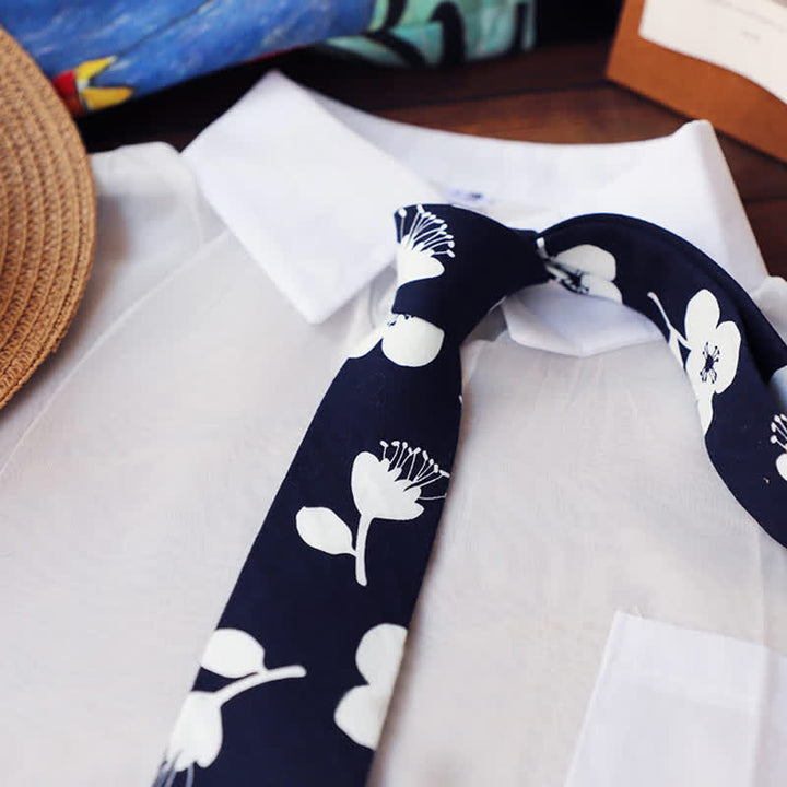 Cravate fine élégante à motif floral pour homme