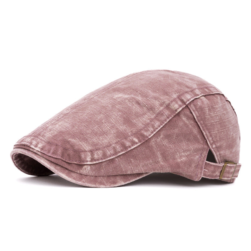 Béret en pur coton délavé de style britannique printemps et été - Rose - Réglable (22"-24") - image 11