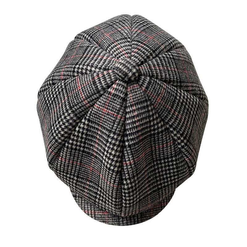 Casquette octogonale à carreaux noirs et blancs britanniques