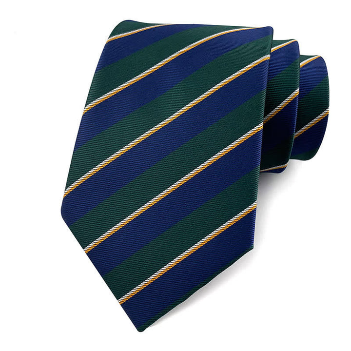 Cravate de bureau traditionnelle à rayures Repp pour homme - Bleu marine et vert - image 17