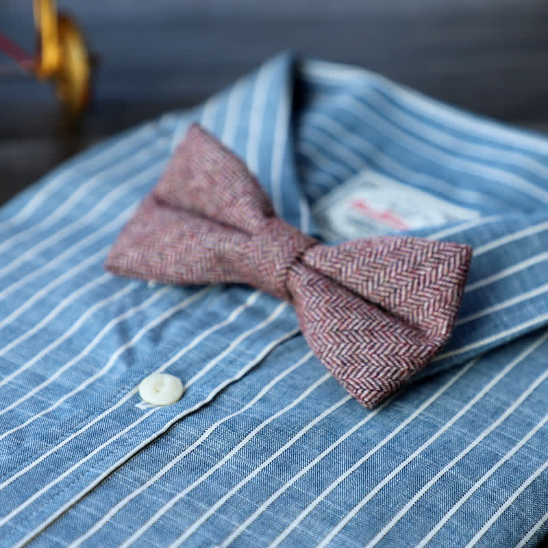 Nœud papillon simple en tweed de laine mélangée pour homme
