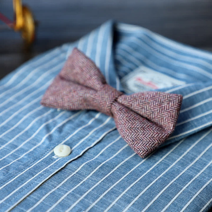 Nœud papillon simple en tweed de laine mélangée pour homme