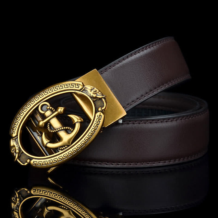 Ceinture en cuir pour homme avec motif ancre de bateau