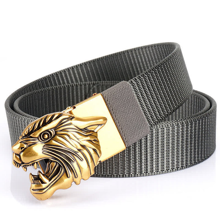 Ceinture en nylon à tête de tigre rugissante pour homme