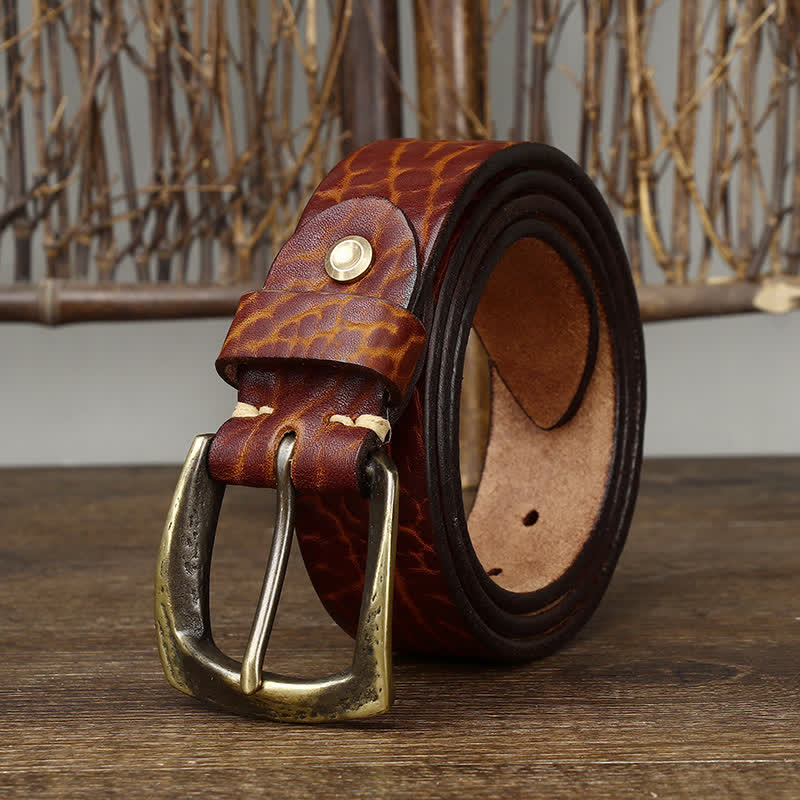 Ceinture en cuir à motif peau de yak rétro pour homme
