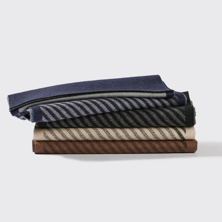 Écharpe en pure laine à rayures contrastées pour homme