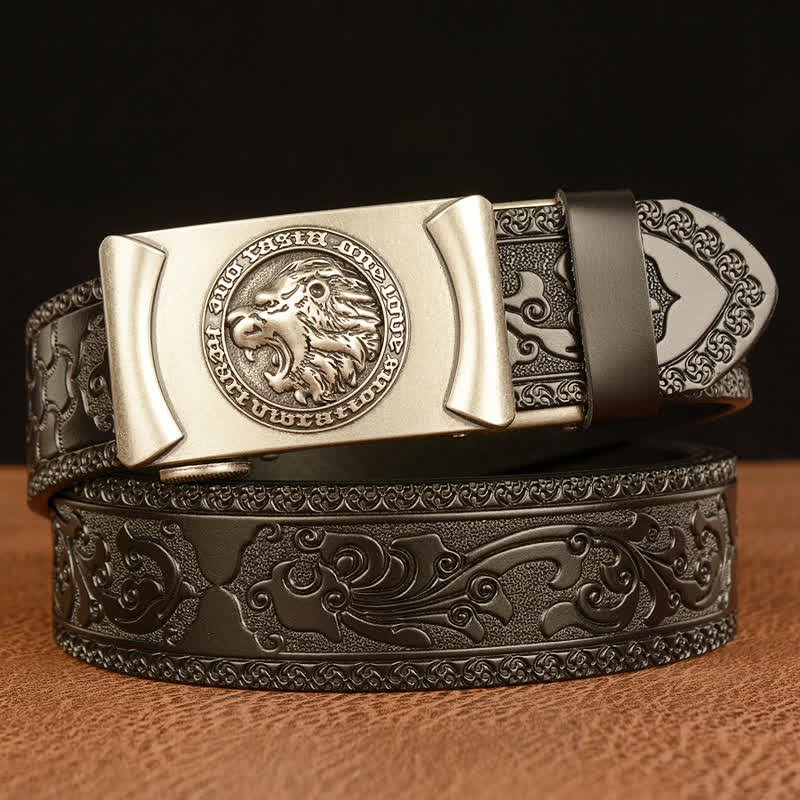 Ceinture en cuir tête de lion punk pour homme
