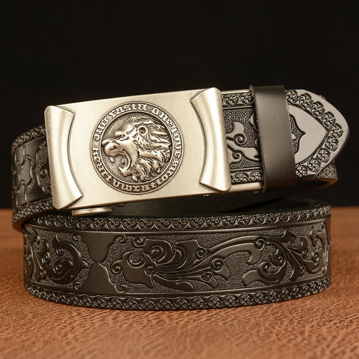 Ceinture en cuir tête de lion punk pour homme