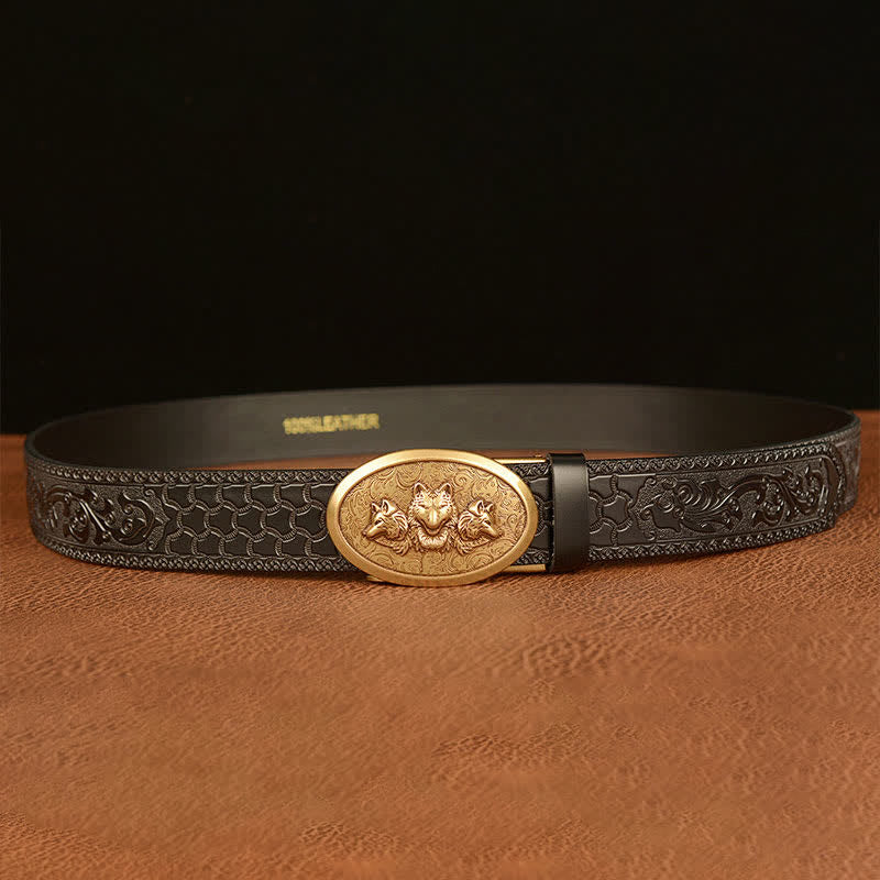 Ceinture en cuir pour homme avec motif Légende des loups affamés