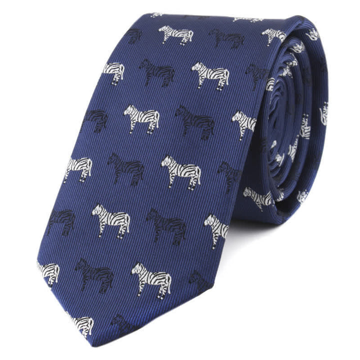 Cravate pour homme à motifs d'animaux et de poker - Zèbre de la marine - image 4