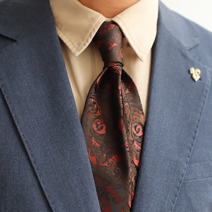 Cravate mystère exotique pour homme avec chardons noirs et rouges