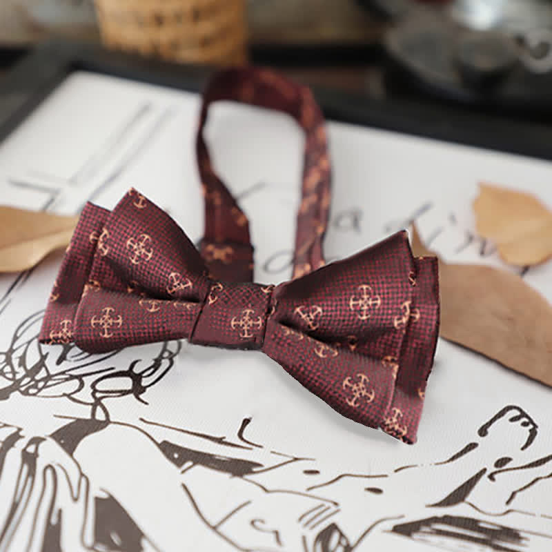 Nœud papillon rétro à motifs floraux et feuilles pour homme