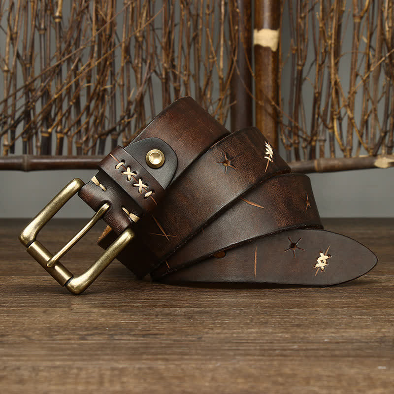 Ceinture en cuir sculpté fantaisie vintage pour homme