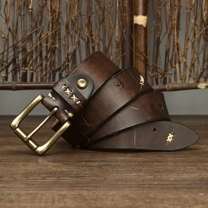 Ceinture en cuir sculpté fantaisie vintage pour homme