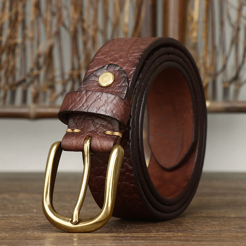 Ceinture en cuir à motif peau de bison gaufré pour homme