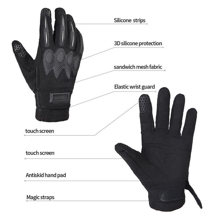 Gants tactiques noirs pour l'alpinisme en plein air, doigts longs