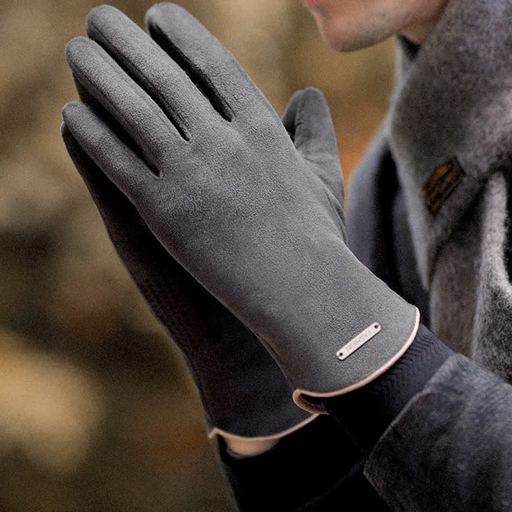 Gants en daim et velours thermiques à doigts fendus