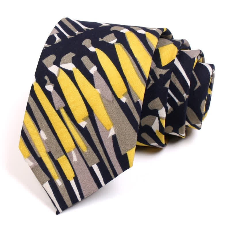 Cravate noire et jaune pour homme avec motif foule - Noir et jaune - image 0