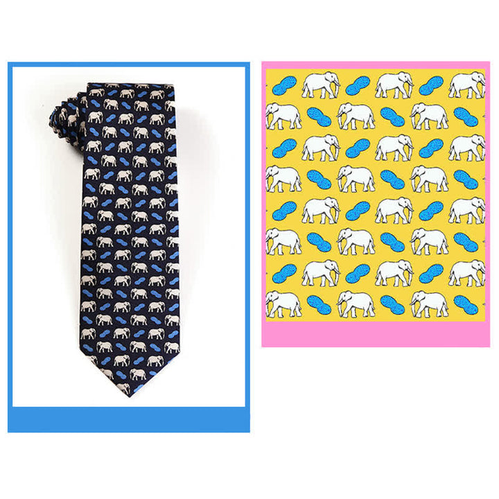 Cravate en soie pure pour homme avec motifs d'animaux dansants