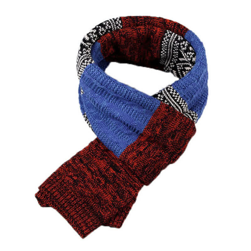 Écharpe en tricot à motif argyle pour homme avec blocs de couleurs