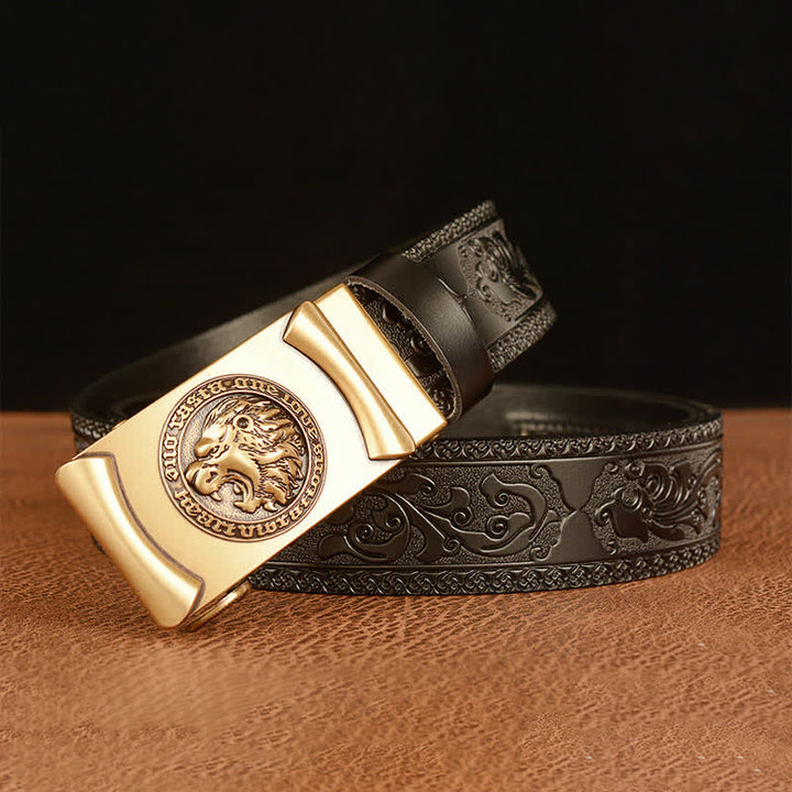 Ceinture en cuir tête de lion punk pour homme