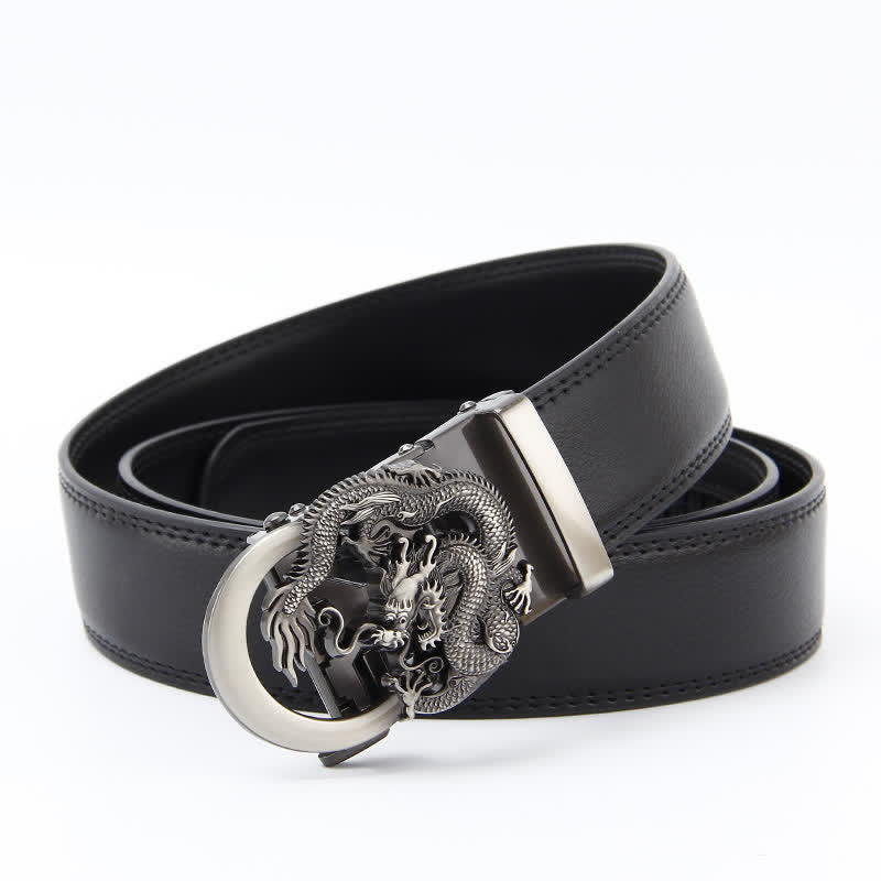 Ceinture en cuir à cliquet automatique Dragon Business pour homme