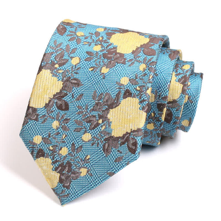 Cravate homme Nature Fleur Jaune Cyan Foncé