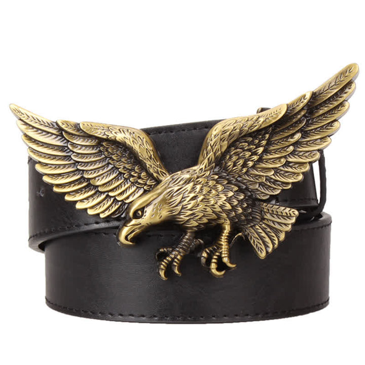 Ceinture en cuir à boucle pour homme avec motif d'aigle volant de grande taille