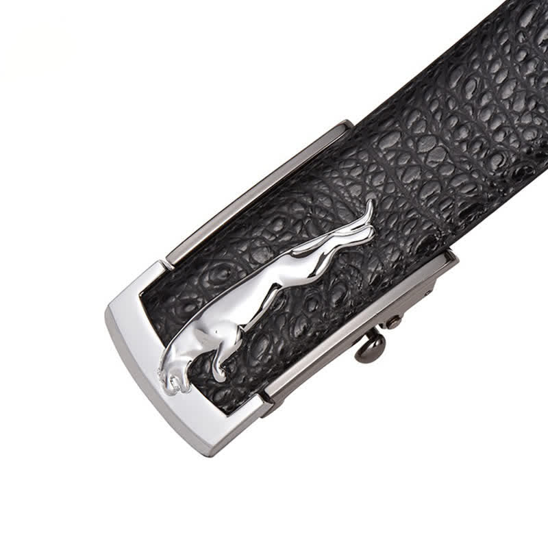 Ceinture en cuir à motif alligator avec boucle automatique léopard pour homme
