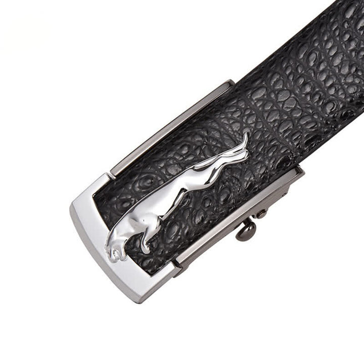 Ceinture en cuir à motif alligator avec boucle automatique léopard pour homme