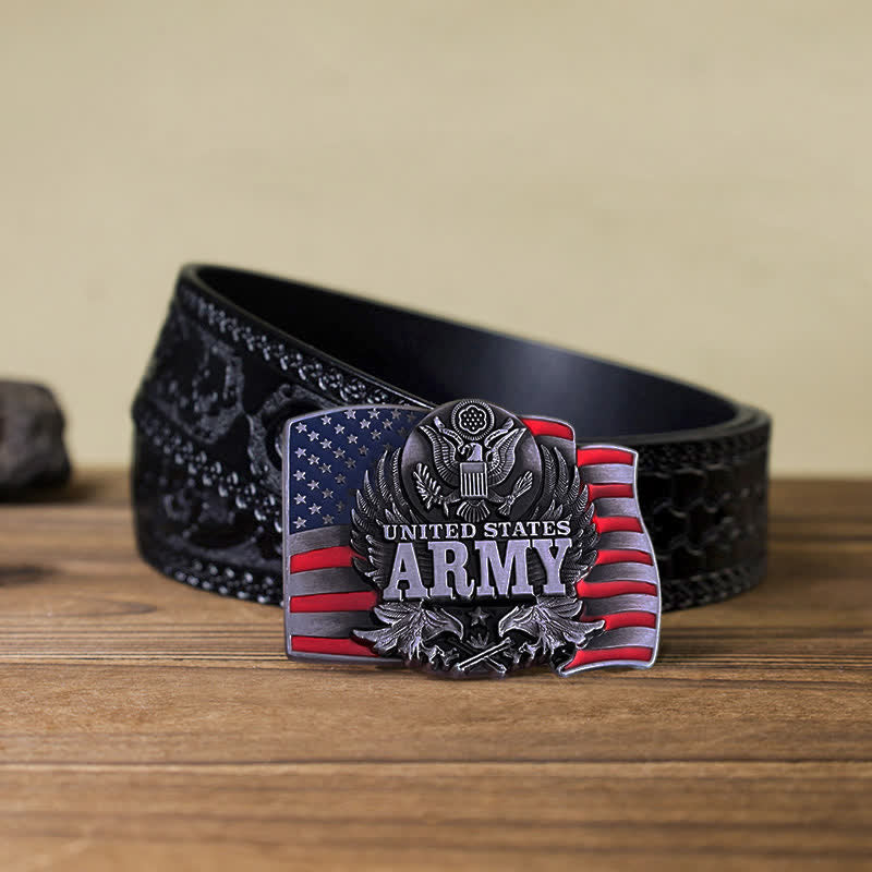 Ceinture en cuir à boucle de l'armée américaine pour homme