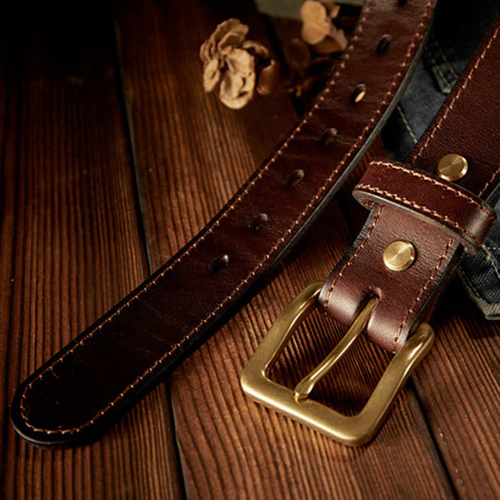 Ceinture en cuir vintage à boucle simple pour homme