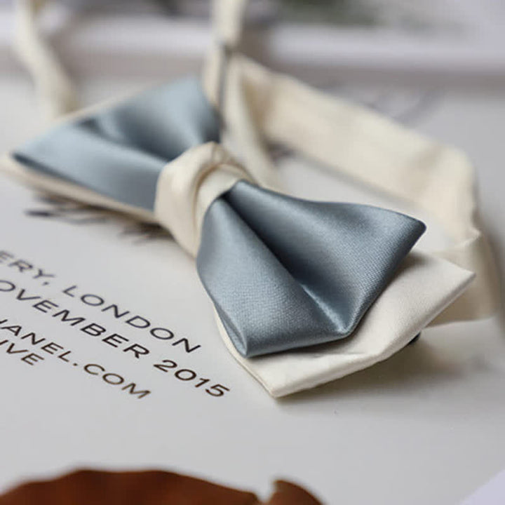 Nœud papillon double épaisseur couleur macaron et blanc pour homme