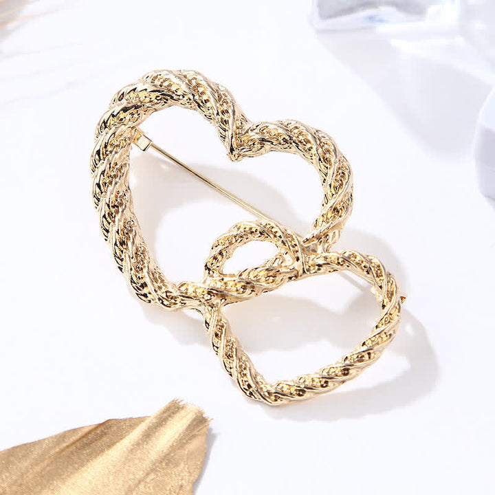 Broche double amour cœur à cœur pour femme