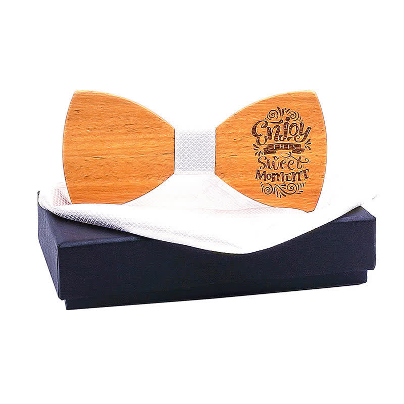 Lot de 2 noeuds papillon en bois pour homme avec proverbes